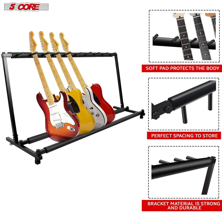 Multi Guitar Rack Stand Floor 9 Slot Adjustable Flying V Guitars Holder - 810099496963