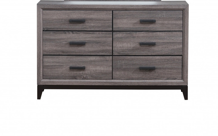 58" Grey Solid Wood Six Drawer Double Dresser - 606114021483