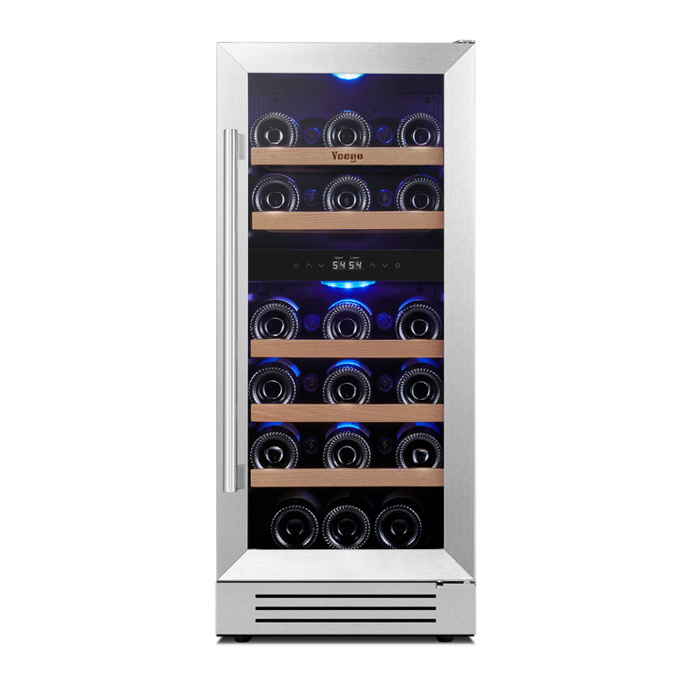 34" X 15" Silver Stainless Steel Dual Compartment Wine Refrigerator - 880024872339