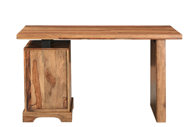 54" Brown Live Edge Solid Wood Writing Desk With Three Drawers - 608219283438