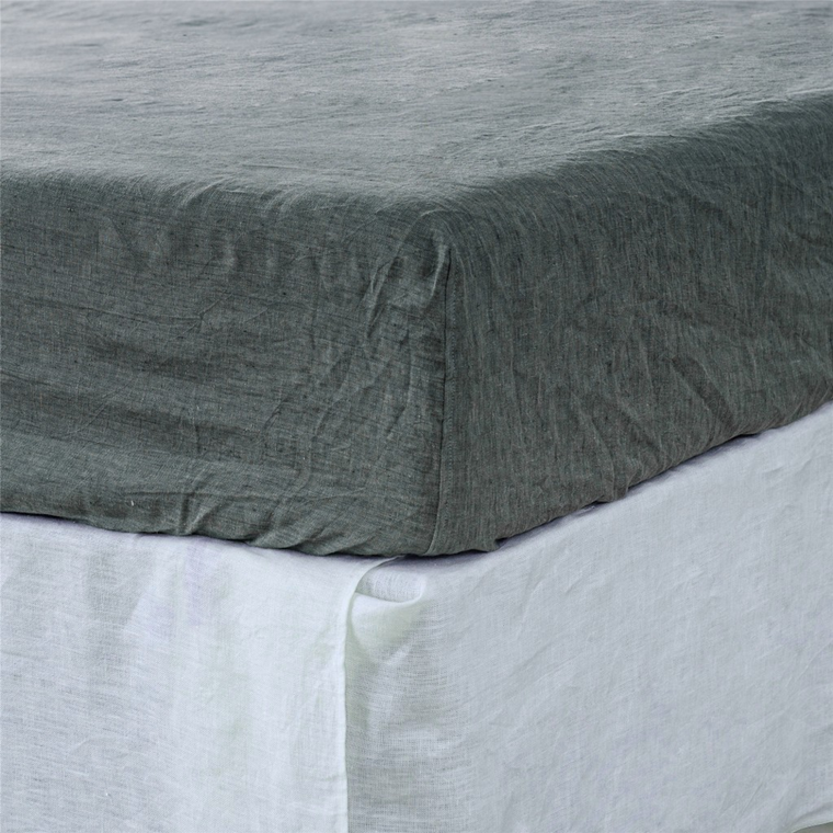 Slate Linen King Fitted Sheet - 880016429589