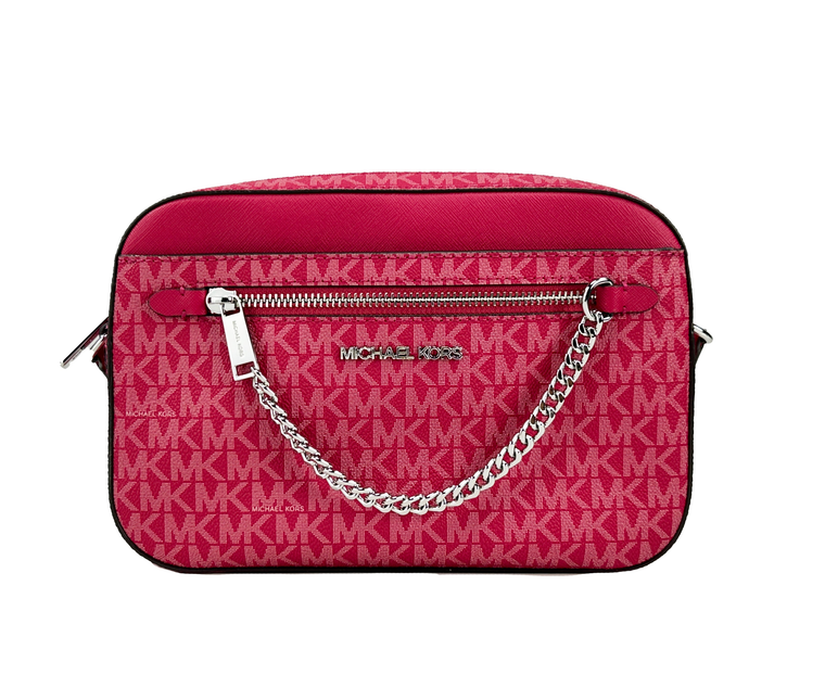 Michael Kors East West Leather Zip Chain Crossbody Bag - 197853703223