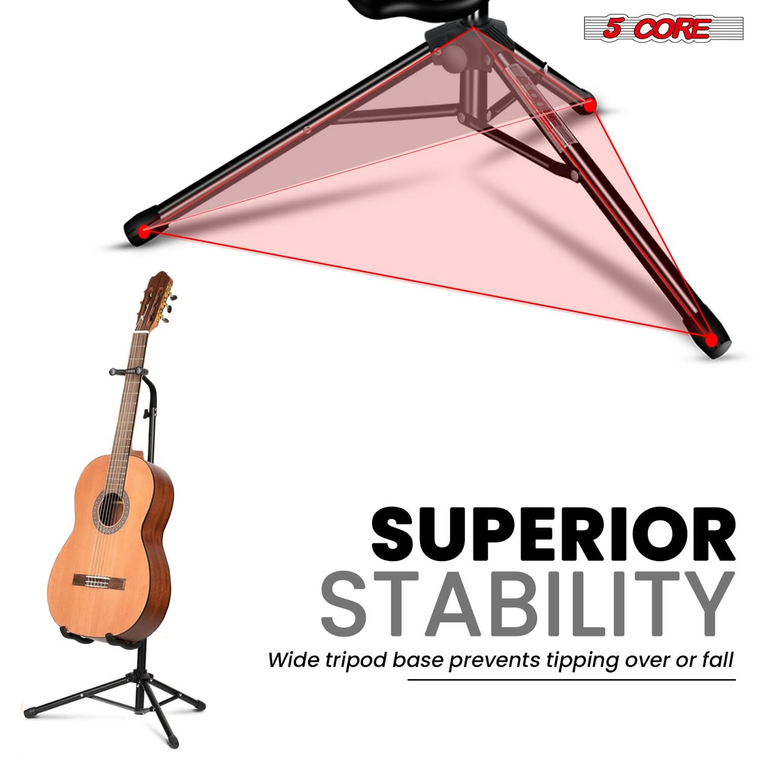 Guitar Stand Floor Adjustable Heavy Duty w Neck Holder for Acoustic Electric Classic Bass - 810047163138