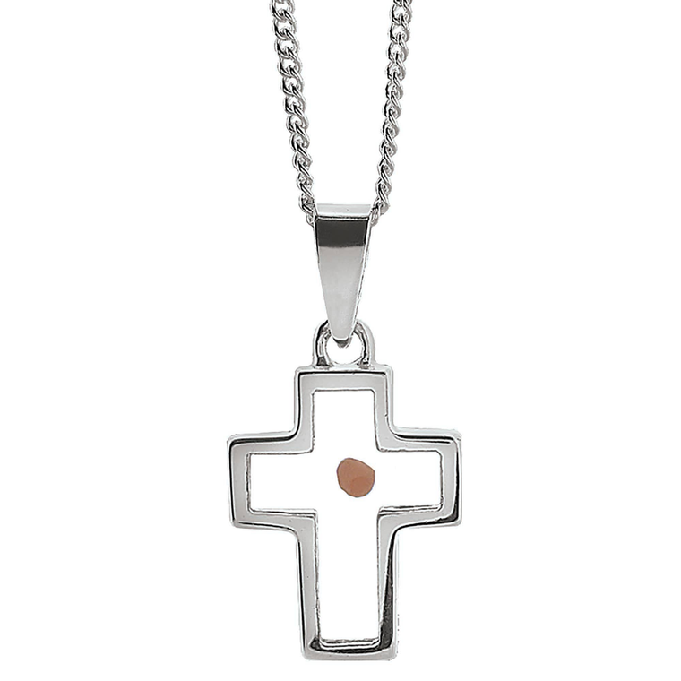 Silver Plated Box Cross With Mustard Seed Necklace - 714611138556