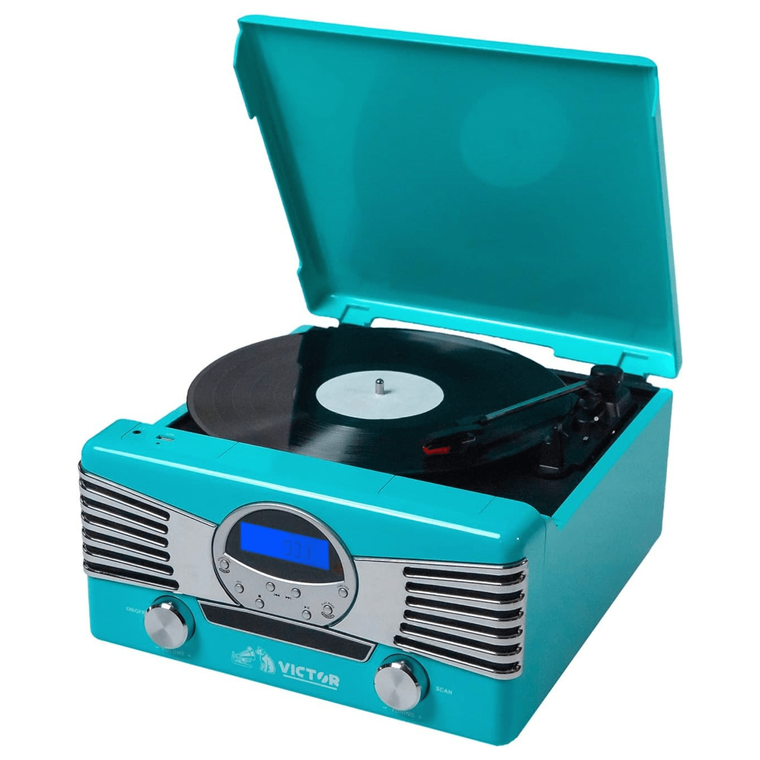 Victor Diner 7-in-1 Turntable Music Center Turquoise - 840005017982