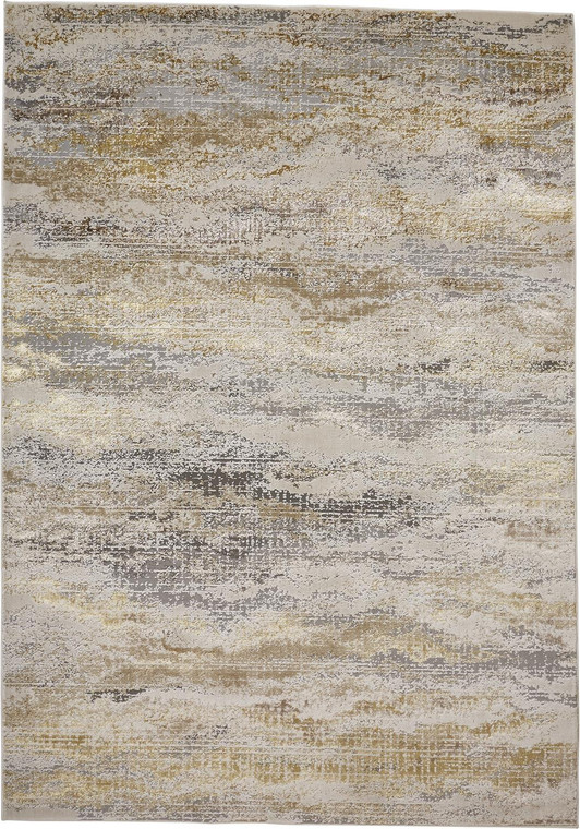 10' X 13' Gold Gray And Ivory Abstract Stain Resistant Area Rug - 606114121749