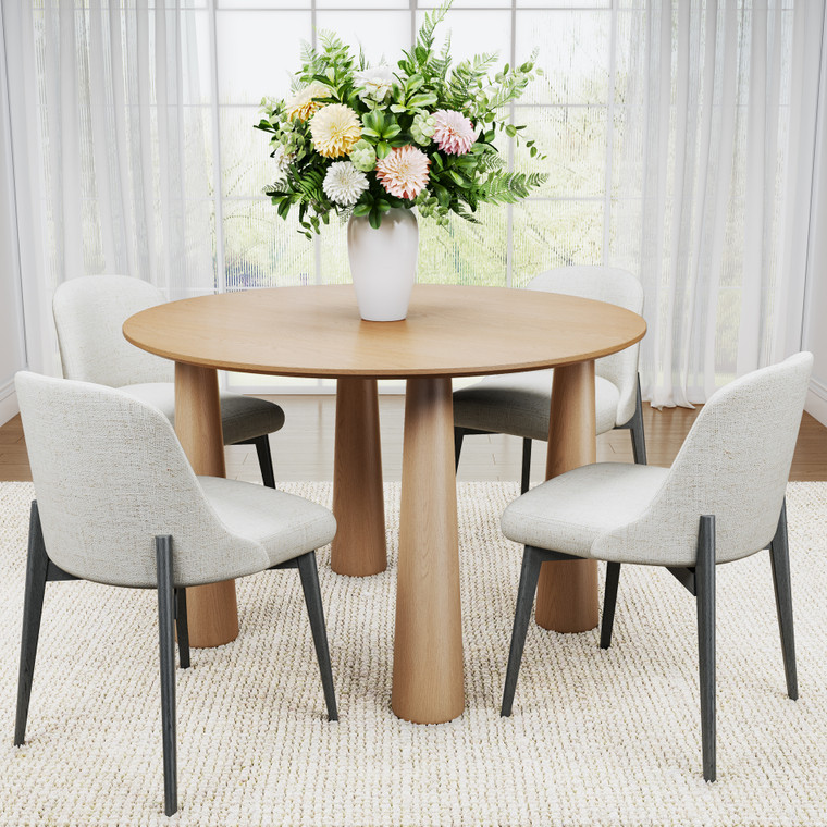 52" Natural Wood Round Top Dining Table - 880024702582