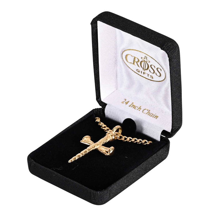 Necklace 3-Nail Cross Gold-Plated 24L - 603799690218