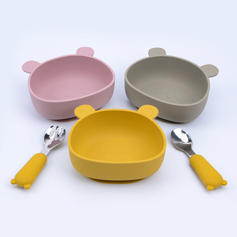 Baby Cartoon Panda Shape Complementary Food Training Silicone Bowl - 643491102466