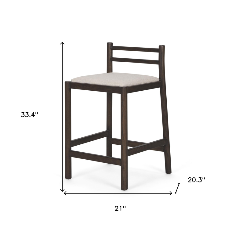 Fabric and Solid Wood Low Back Counter Height Bar Chair - 880016716283