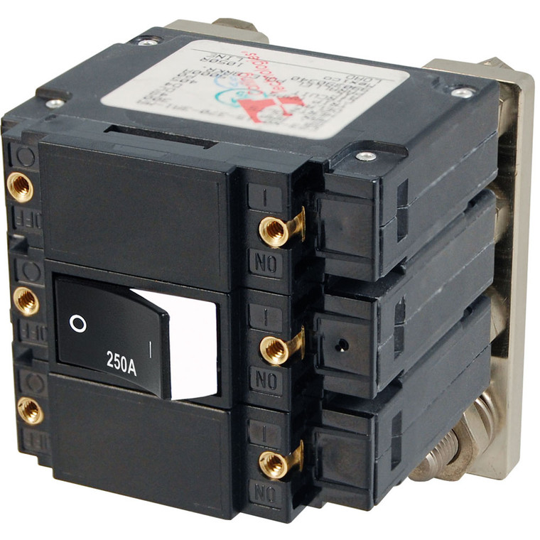Blue Sea 7477 C - Series Flat Circuit Breaker, Single and Double Pole  -  250 Amp - 632085074777