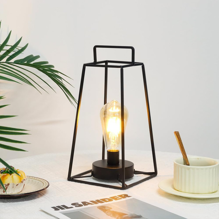 12" Black Geometric Novelty Lantern With Novelty Shade - 880024975009