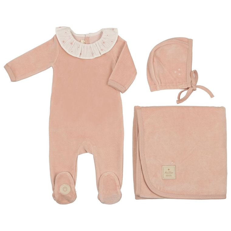 Embroidered Ruffle Collar Layette Set - 738019500067