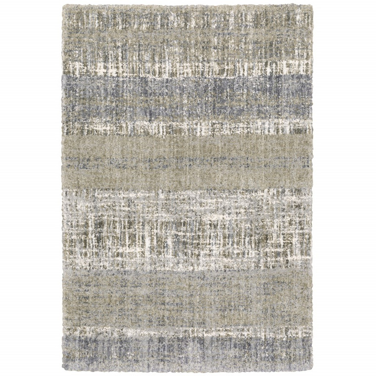 Homeroots Home Decor 9'x12' Grey and Ivory Abstract Lines Area Rug, Grey and Ivory