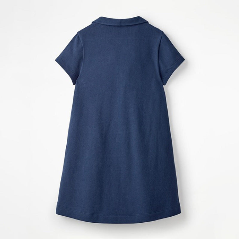 Summer Arrival Girls Short Sleeves Horse Racing Cartoon Turn-Down Collar Dress - 716252304024