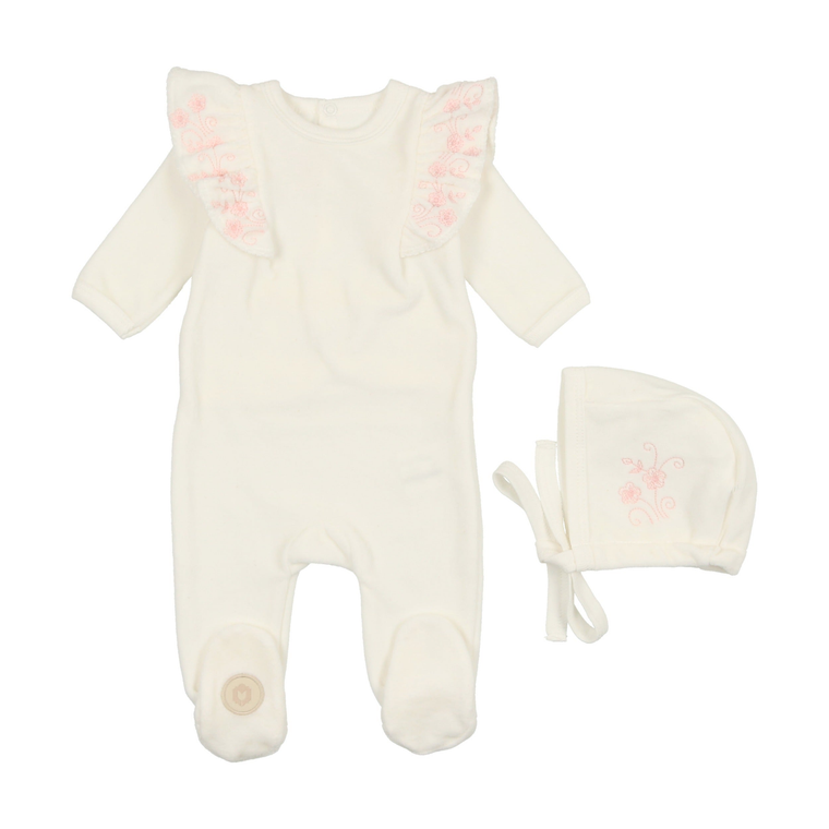 Dainty Ruffle Footie & Hat Set - 738019481953