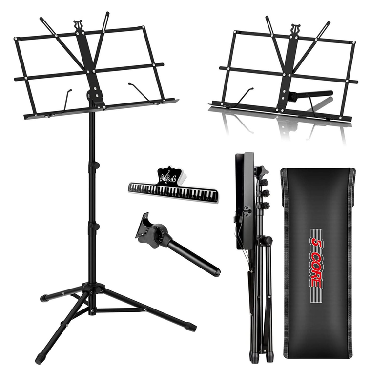 Music Stand Adjustable Desktop Book Stands Portable Sheet Holder All Metal Foldable Bookstand - 810047163053