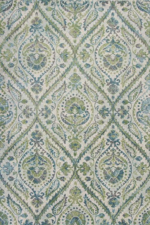 Homeroots Home Decor 9' x 13' Polypropylene Ivory or Teal Area Rug, Ivory/Teal, Machine-Woven
