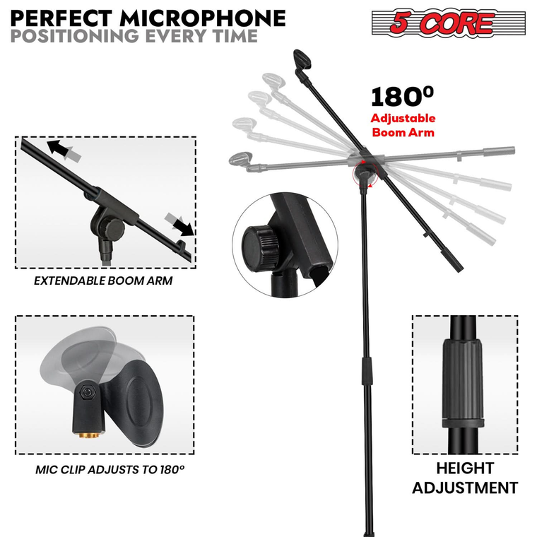 Tripod Mic Stand Adjustable Holder Floor Microphone Boom Arm - 810047165620