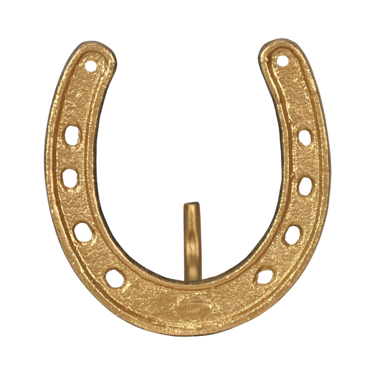4" Antiqued Gold Cast Iron Horseshoe Wall Hook - 880024643946