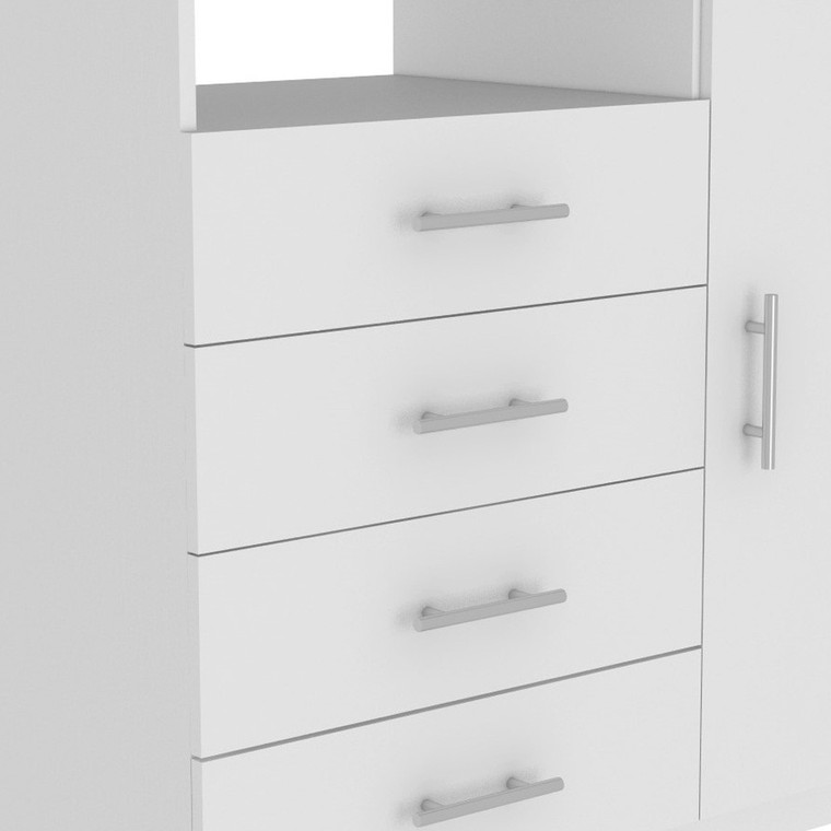 36" White Four Drawer Combo Dresser With Open Shelf - 608219326746