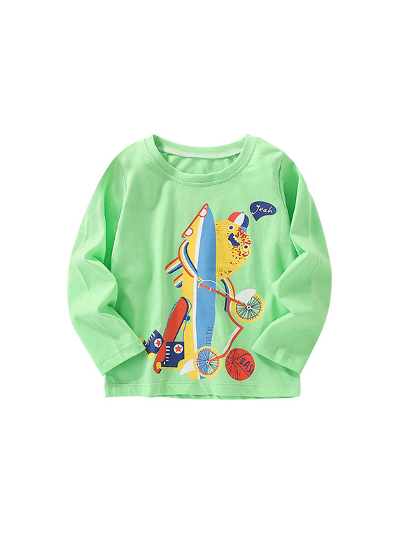 Toddler Boy Cartoon Pattern Crewneck Casual Shirts - 716252310865
