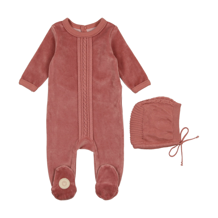 Dimple Braid Footie & Hat Set - 738019482332