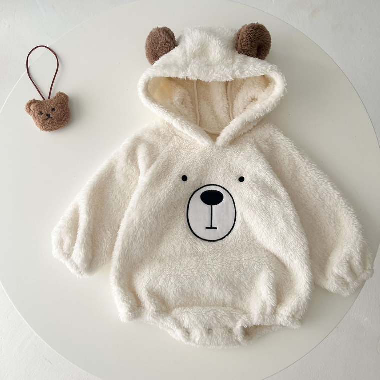 Baby Bear Embroide Pattern Soft Bodysuits In Autumn - 643491114032