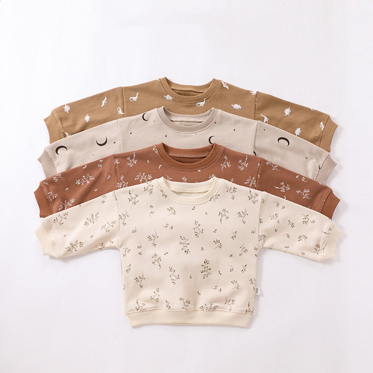 Baby Western Print Pattern Long Sleeve Casual Hoodie Sets Home Clothes - 643491118825
