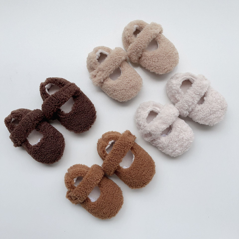 Infant Baby Solid Color Plush Warm Shoes In Winter - 716252310629