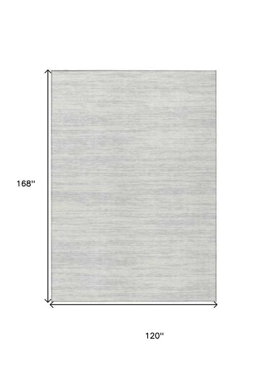 10' X 14' Silver And Ivory Abstract Washable Indoor Outdoor Area Rug - 880016514964