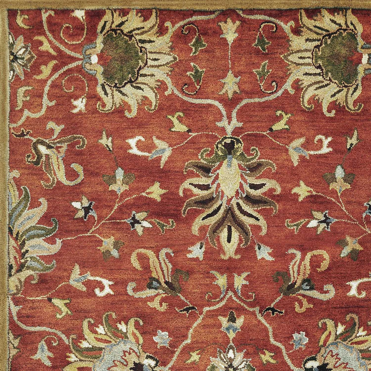 9'x13' Sienna Orange Hand Tufted Traditional Floral Allover Indoor Area Rug - 4512822919591