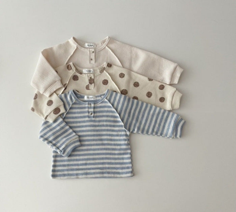 Baby Striped & Polka Dot Pattern & Solid Color Loose Comfort Shirt - 716252320529