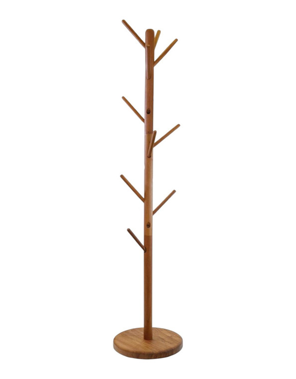 67" Brown Solid Wood Ten Hook Freestanding Coat Rack - 880024919096