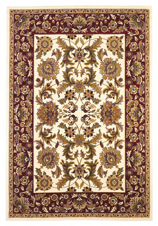 9' x 13' Polypropylene Ivory or Red Area Rug - 4512822791869
