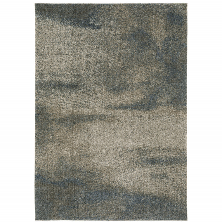 Homeroots Home Decor Grey And Teal Blue Abstract Power Loom Stain Resistant Area Rug 5' x 8'