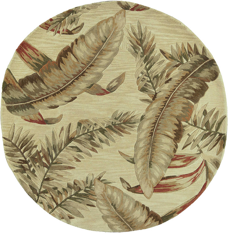 10' Ivory Hand Tufted Tropical Leaves Indoor Runner Rug