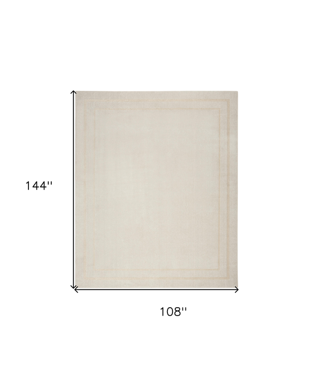 9' X 12' Ivory And Gold Indoor Outdoor Area Rug
