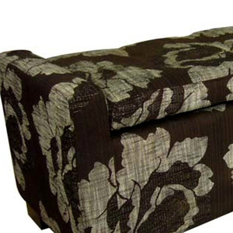 17" Brown and Champagne Solid Wood Upholstered Dining Bench