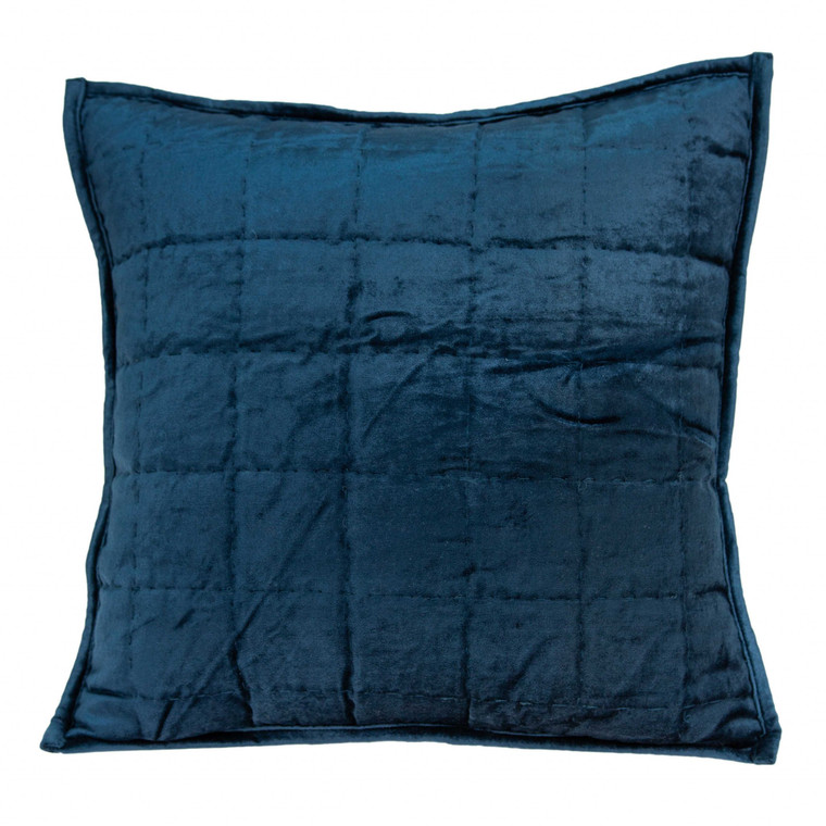 20" x 7" x 20" Transitional Navy Blue Quilted Pillow Cover With Poly Insert