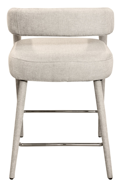25" Ivory Metal and Fabric Low Back Counter Height Bar Chair