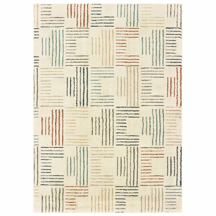 5' x 7' Ivory Multi Neutral Tone Scratch Indoor Area Rug - 4512822764108