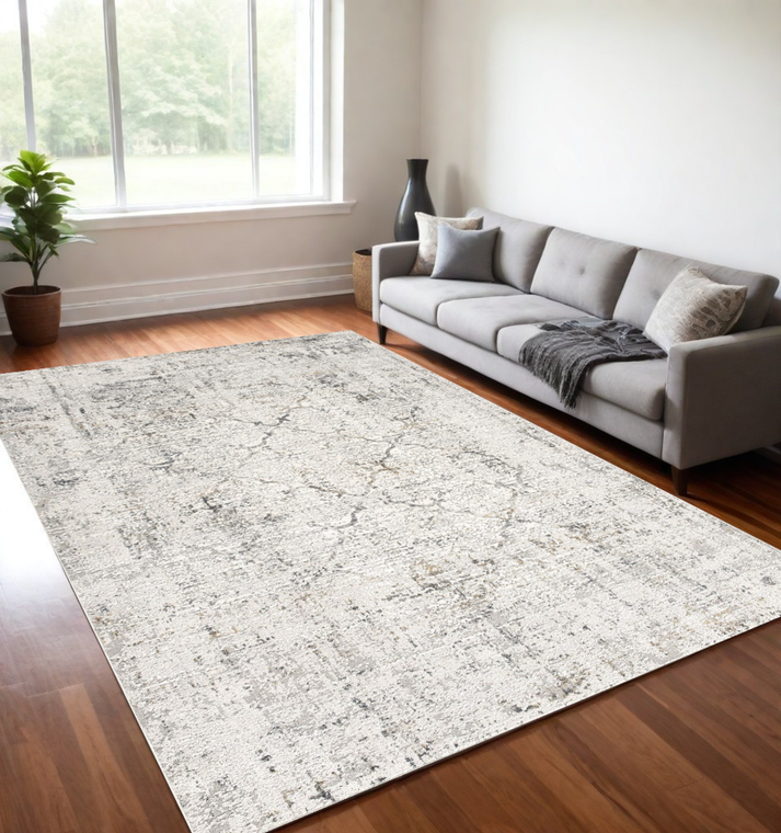 5' X 7' Gray and Ivory Abstract Area Rug