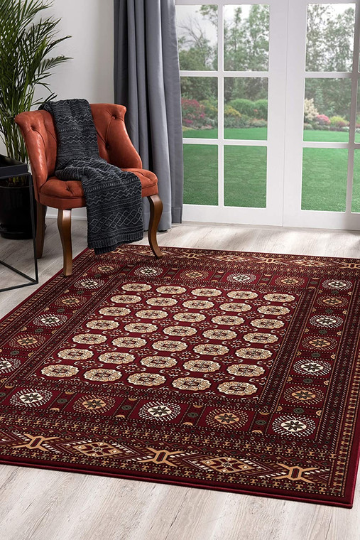 4’ x 6’ Red Eclectic Geometric Pattern Area Rug - 808230056121