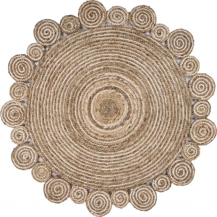 Homeroots Home Decor 8' Round Natural Coiled Area Rug