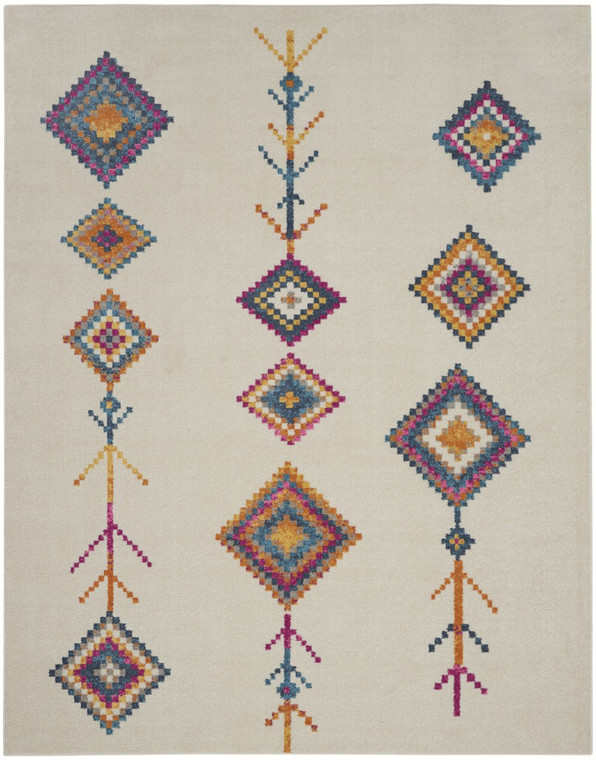 7’ x 10’ Ivory Boho Jewels Geometric Area Rug - 4512822825564