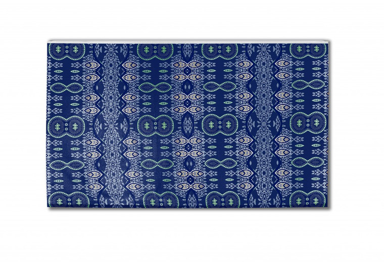 5' X 7' Navy Blue Oriental Area Rug - 4512839586892