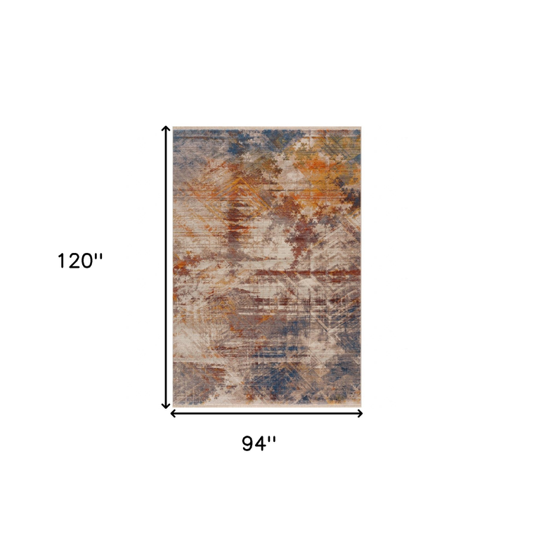 8' X 10' Gray Abstract Distressed Area Rug