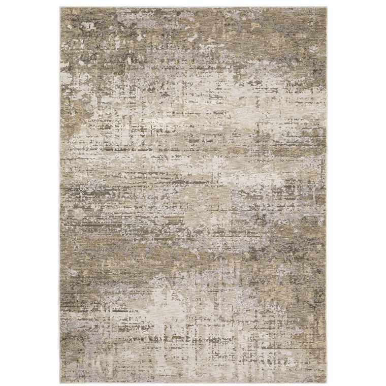 3' X 5' Beige And Gray Abstract Distressed Area Rug