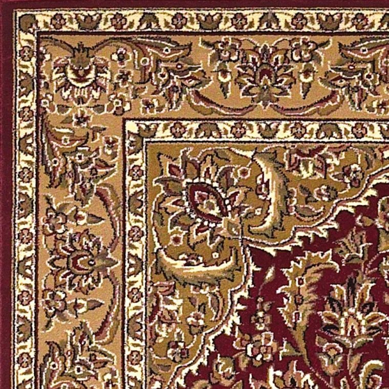 Red Beige Machine Woven Traditional Medallion Octagon Indoor Area Rug - 4512822792576